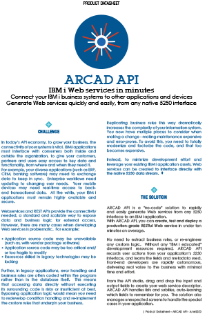 ARCAD API Datasheet ARCAD API Datasheet