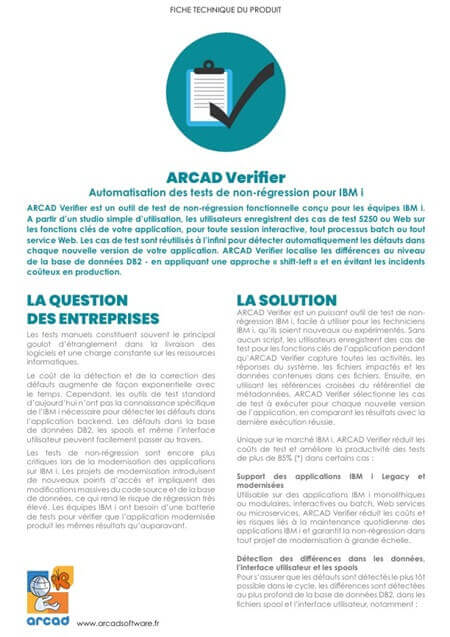ARCAD Verifier datasheet