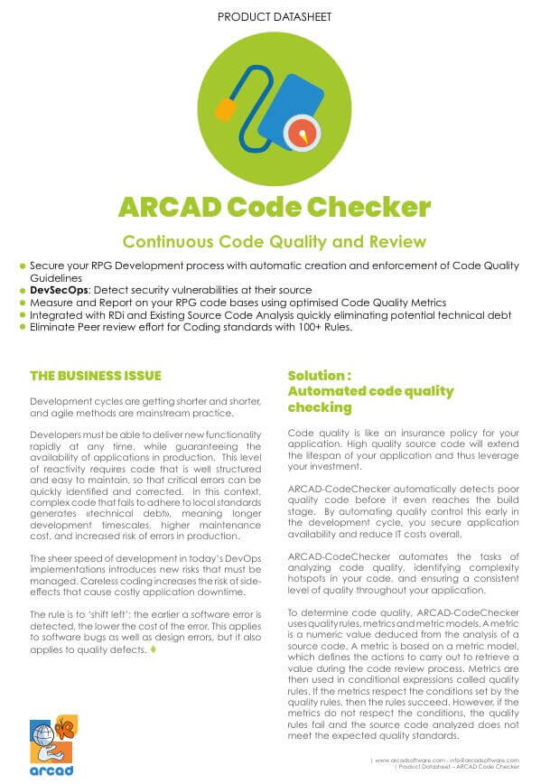 Datasheet arcad Codechecker